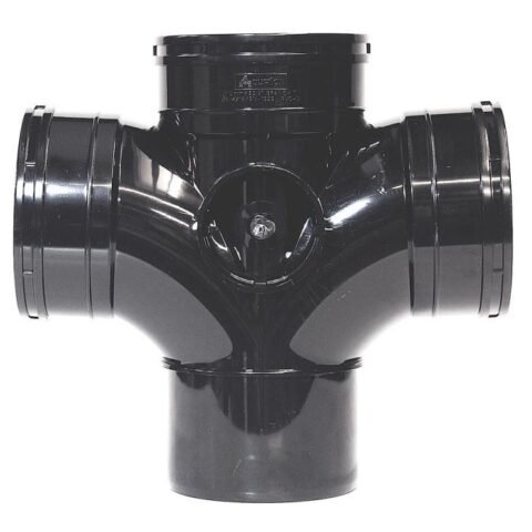Aquaflow 92.5° 4 Way Cross Branch - 110mm - Black