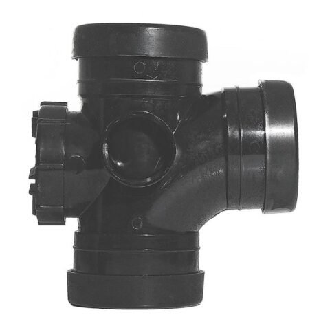 Aquaflow Triple Socket Access Push-Fit Branch Tee 92.5° - 110mm - Black