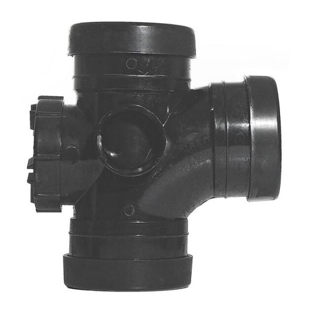 Aquaflow Triple Socket Access Push-Fit Branch Tee 92.5° - 110mm - Black
