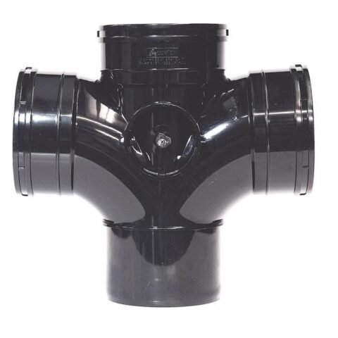 Aquaflow Double Branch Push-Fit Tee 92.5° - 110mm - Black