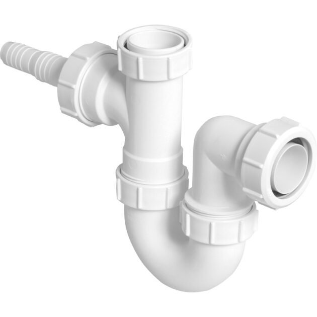 McAlpine Sink Trap with Horizontal Domestic Appliance Nozzle - 1½" - White