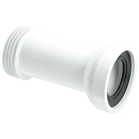 McAlpine Straight Adjustable Length Rigid WC Connector Outlet - 4" - White
