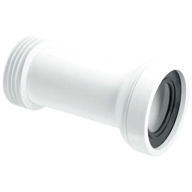 McAlpine Straight Adjustable Length Rigid WC Connector Outlet - 4" - White