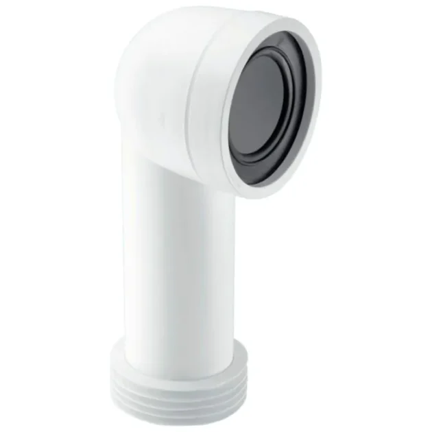 McAlpine 90° Bend Adjustable Length Rigid WC Connector Outlet - 4" - White