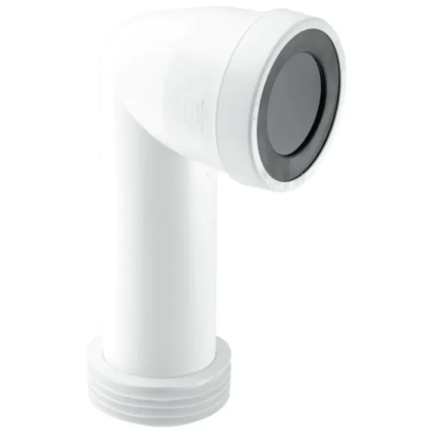 McAlpine 90° Bend Adjustable Length Extended Inlet Rigid WC Connector Outlet - 4" -White
