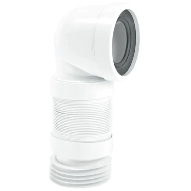 McAlpine 90° Bend Flexible WC Connector Outlet - 4" - White