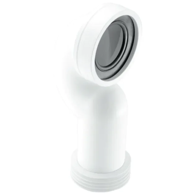 McAlpine 90° Space Saving Bend Adjustable Length Rigid WC Connector Outlet - 4" - White