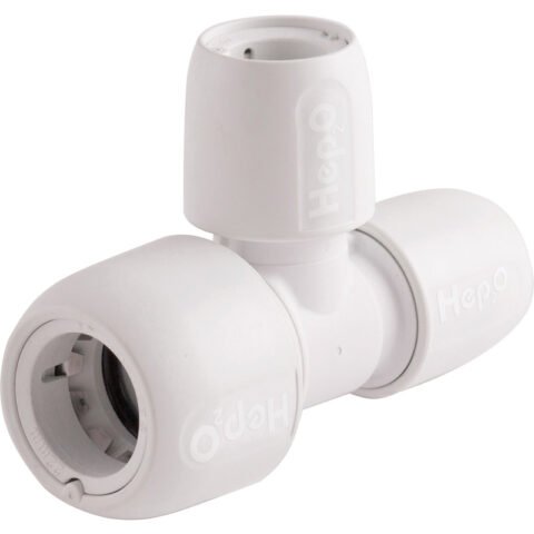 Hep2O Push-Fit Branch and One End Reduced Tee Spigot - 28mm x 22mm x22mm - White