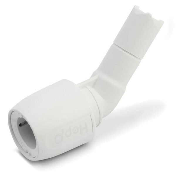 Hep2O Push-Fit Keyless 135° Equal Stem Elbow – 15mm – White