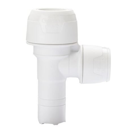 Hep2O Push Fit Keyless Branch Reduced Tee Spigot - 22mm x 22mm x 15mm - White